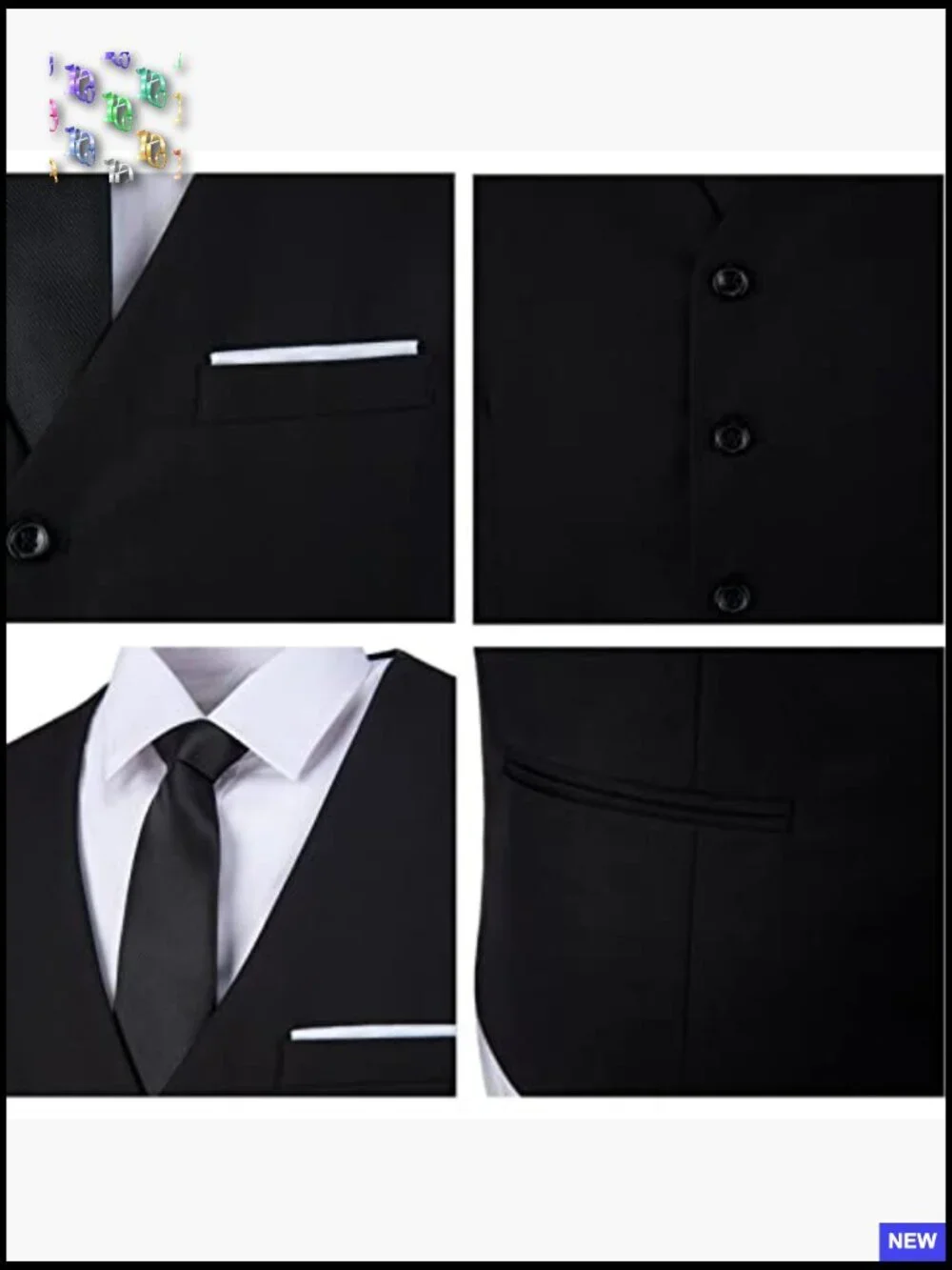 Slim Fit V-Neck Vest Formal Wedding Party Tuxedo Jacket Groom Elegant